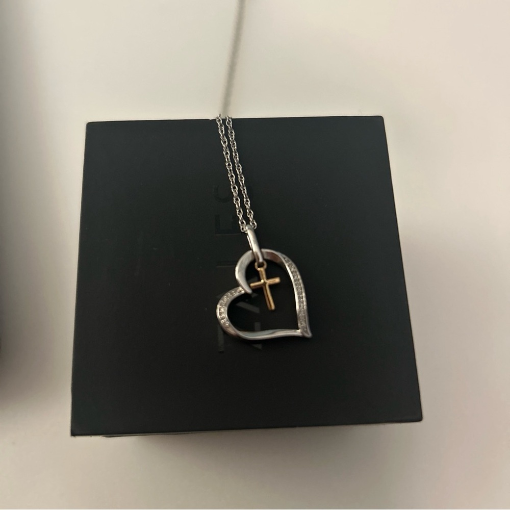 Zales diamond and sterling silver heart shaped pendant